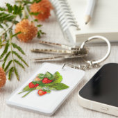 Hübsche Vintage Erdbeeren, Meldung auf der Rücksei Schlüsselanhänger (Vorderseite rechts)