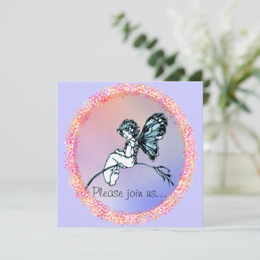 Hübsche Vintage Fairy, Einladung (Stehend Vorderseite)