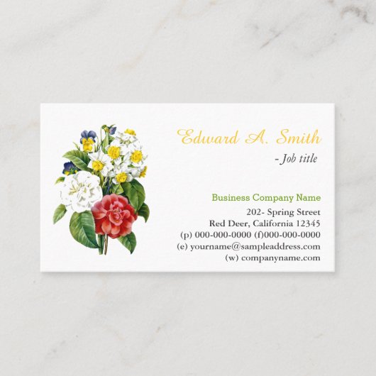 hübsche Vintage farbige Blume beruflich Visitenkarte (Vorderseite)