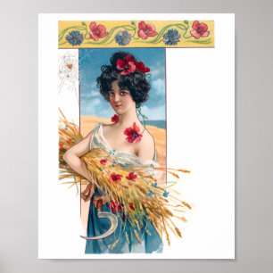 Hübsche Vintage Farm Girl Poster