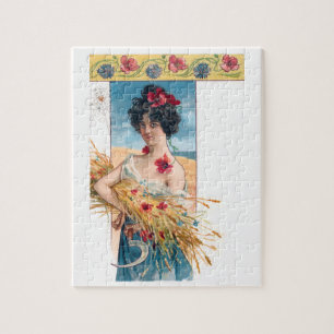 Hübsche Vintage Farm Girl Puzzle