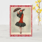 Hübsche Vintage Fashion/Flapper-Grußkarte Karte (Gelbe Blume)