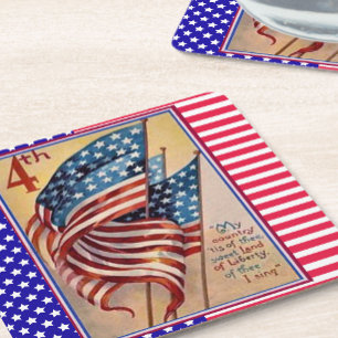 Hübsche Vintage-Flagge Fourth of July patriotische Rechteckiger Pappuntersetzer