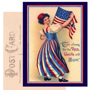 Hübsche Vintage-Flagge zum vierten Juli patriotisc Postkarte