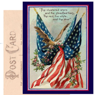 Hübsche Vintage-Flagge zum vierten Juli patriotisc Postkarte