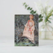 Hübsche Vintage-Frau in einer Waldcollage Postkarte (Stehend Vorderseite)