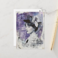 Hübsche Vintage-Frau Lila Collage Notenblatt