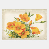 Hübsche Vintage Gelbblumen Geschenkpapier Set (Vorderseite 2)