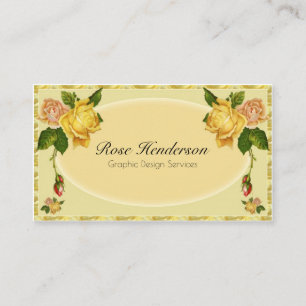 Hübsche Vintage gelbe Rosen-weibliches Blumen Visitenkarte