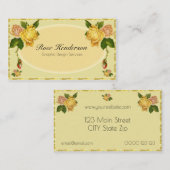 Hübsche Vintage gelbe Rosen-weibliches Blumen Visitenkarte (Vorne/Hinten)