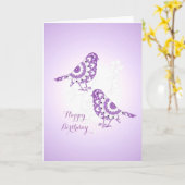 Hübsche Vintage gemusterte mit Blumenvögel Karte (Gelbe Blume)