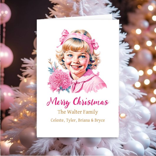 Hübsche Vintage Girl | Rosa Weihnachten Personalis