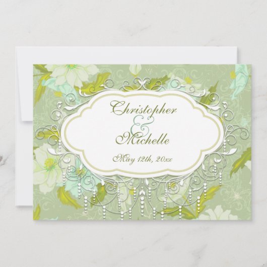 Hübsche Vintage Grödner Blume Einladung Hochzeit (Vorderseite)