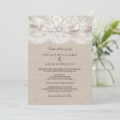 Hübsche Vintage Hochzeitsfeier & Burlap Einladung (Stehend Vorderseite)