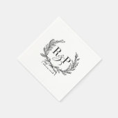 Hübsche Vintage KranzNapkins mit Monogramm und Dat Serviette (Ecke)