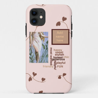 Hübsche Vintage Kunstfertigkeit Blume - Namensschi iPhone 11 Hülle