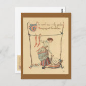 Hübsche Vintage Lady Postkarte (Vorne/Hinten)