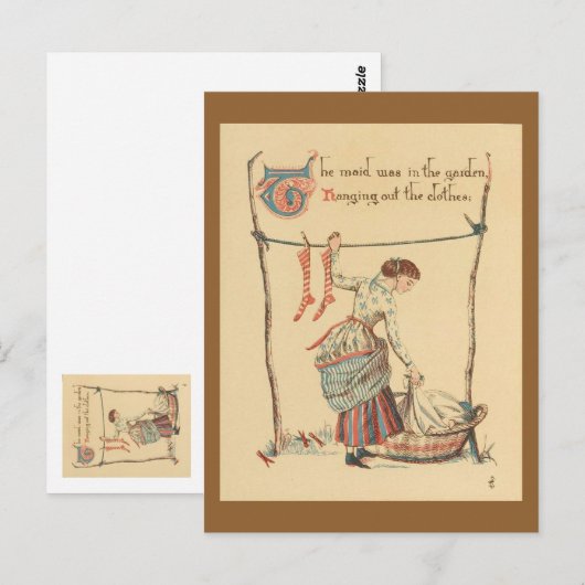 Hübsche Vintage Lady Postkarte (Vorne/Hinten)