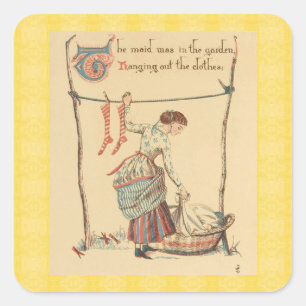 Hübsche Vintage Lady Quadratischer Aufkleber