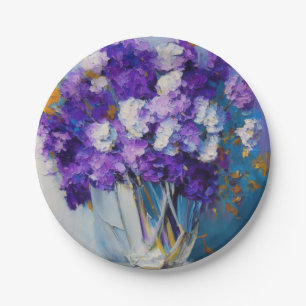 Hübsche Vintage-Lila-Blumen Pappteller