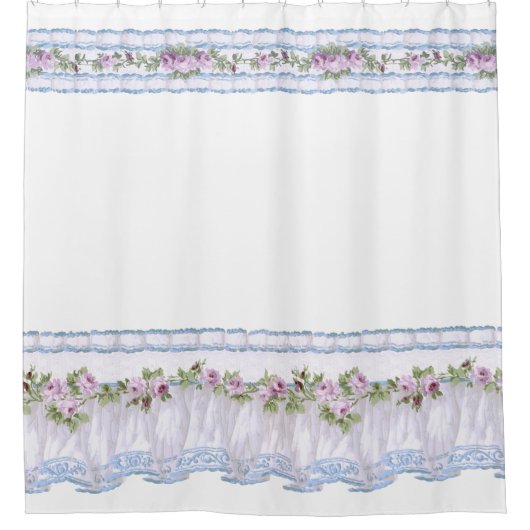 Hübsche Vintage Lila Blütendusche Duschvorhang (Vorderseite)