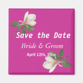 Hübsche Vintage Magnolie Blume Rosa Save the Date Magnet