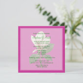hübsche Vintage Magnolien Blume Rosa Brautparty Einladung (Stehend Vorderseite)