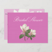 Hübsche Vintage Magnolien Blume Rosa Brautparty Einladungspostkarte (Vorne/Hinten)