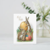 Hübsche Vintage Osterkaninchen und getrocknete Eie Postkarte (Stehend Vorderseite)