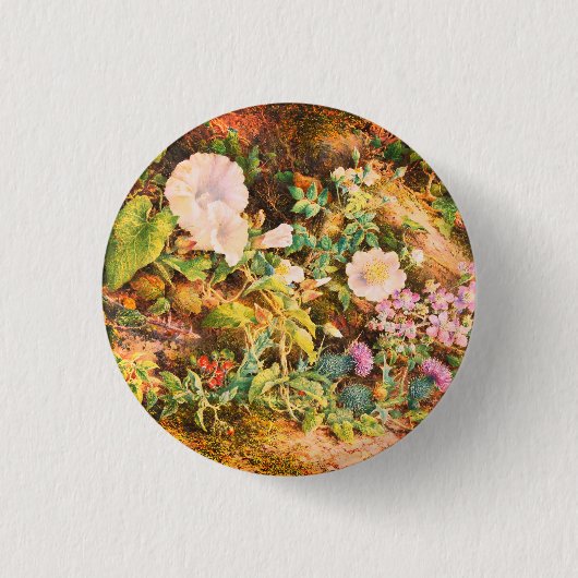 Hübsche Vintage-Petunien-Blumen-Blumenmalerei Button (Vorderseite)