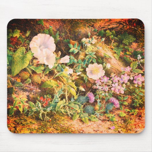 Hübsche Vintage-Petunien-Blumen-Blumenmalerei Mousepad (Vorne)