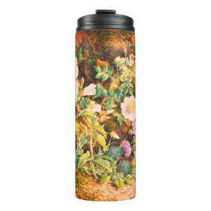 Hübsche Vintage-Petunien-Blumen-Blumenmalerei Thermosbecher