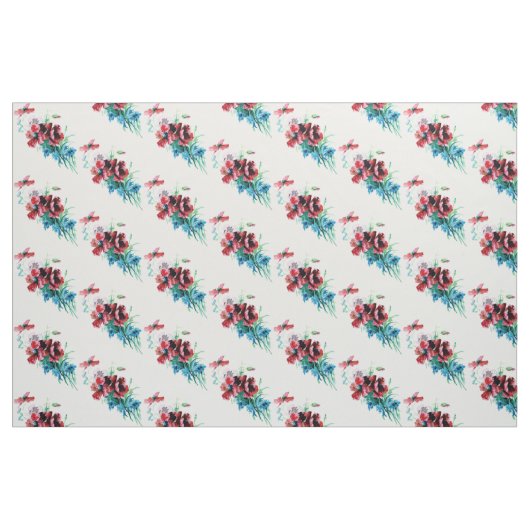 Hübsche Vintage Poppies Stoff (Fat Quarter (45,7 x 55,9 cm))
