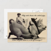 Hübsche Vintage Postkartenfrau, die auf dem Schwei Postkarte (Vorne/Hinten)