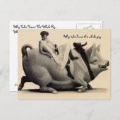 Hübsche Vintage Postkartenfrau, die auf dem Schwei Postkarte (Vorne/Hinten)