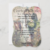 Hübsche Vintage Postkartenhochzeit Einladung (Rückseite)