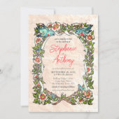 Hübsche Vintage Rosa Bluebird Border Wedding Einladung (Vorderseite)