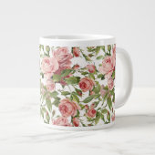 Hübsche Vintage Rosa Rosen Jumbo-Tasse (Vorderseite Rechts)