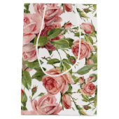 Hübsche Vintage rosa Rosen Mittlere Geschenktüte (Rückseite)
