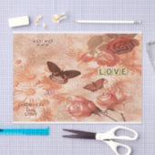 Hübsche Vintage Rose Rosa Schmetterling Dekoupage Seidenpapier (Handwerk)