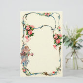 Hübsche Vintage Rosen-u. Engel-Grenzdekoration Briefpapier (Stehend Vorderseite)