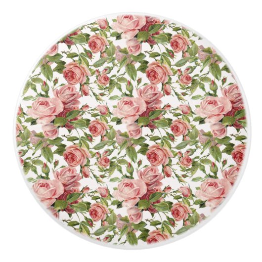 Hübsche Vintage Rosensteine Keramikknauf (Vorderseite)