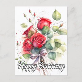 Hübsche Vintage Rote Rosen Postkarte