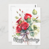 Hübsche Vintage Rote Rosen Postkarte (Vorne/Hinten)