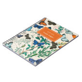 Hübsche Vintage Schmetterlinge Blauer Orangenname Notizblock (Linke Seite)