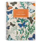 Hübsche Vintage Schmetterlinge Blauer Orangenname Notizblock (Vorderseite)