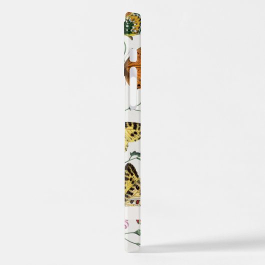 Hübsche Vintage Schmetterlinge | Name iPhone Hülle (Linke Seite)