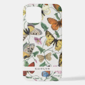 Hübsche Vintage Schmetterlinge | Name iPhone Hülle (Rückseite)