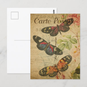 Hübsche Vintage Schmetterlinge Postkarte