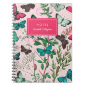 Hübsche Vintage Schmetterlinge Rosa Aquamariner Na Notizblock (Vorderseite)